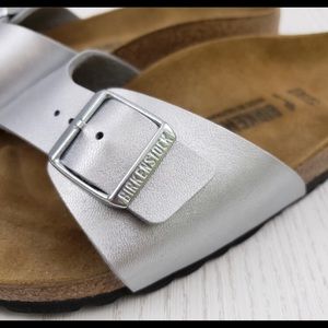 Birkenstock Madrid Sandal Slide Silver Metallic 10